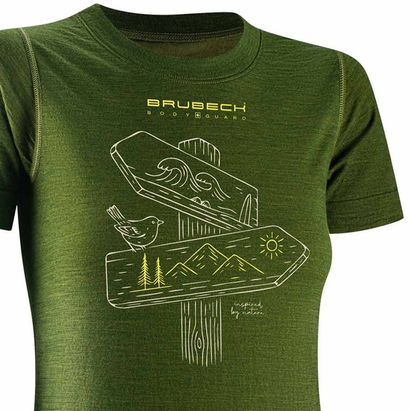 DAMSKI T-SHIRT Z WEŁNY MERINO OUTDOOR WOOL PRO DROGOWSKAZ