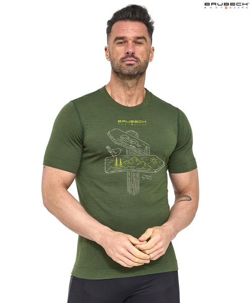 MĘSKI T-SHIRT Z WEŁNY MERINO OUTDOOR WOOL PRO DROGOWSKAZ